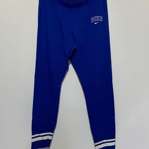 Nike Women's Royal Blue White Stretch Striped Pull-On Ankle pants Size Medium